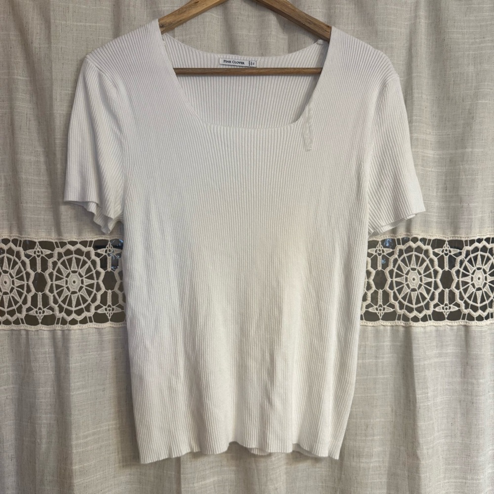 White Ribbed  Top